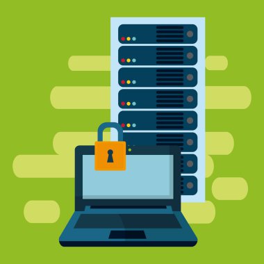 Veri merkezi fron dizüstü vektör çizim grafik tasarım