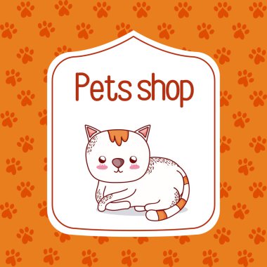 Kedi evde beslenen hayvan dükkan karikatür vektör çizim grafik tasarım