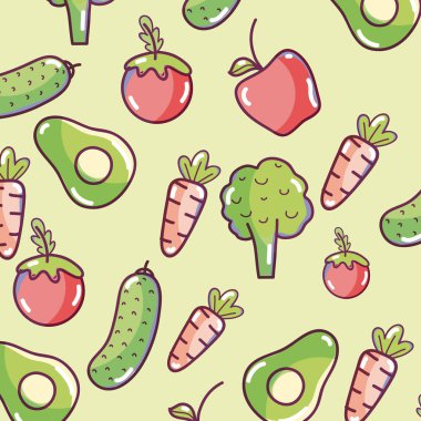 Sebze desen arka plan çizgi film illüstrasyon grafik tasarım vektör