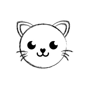 mutlu kedi baş sevimli hayvan vektör çizim şekil