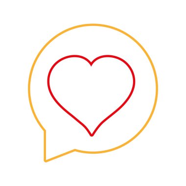 sohbet kabarcık kalp içinde mesaj vektör çizim seviyorum hattına