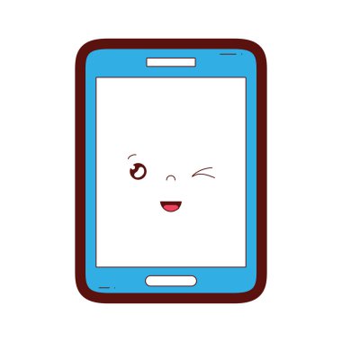 çizgi rengi kawaii smartphone şirin komik surat vektör çizim