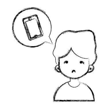 şekil çocuk ile sohbet kabarcık vektör çizim içinde smartphone teknoloji