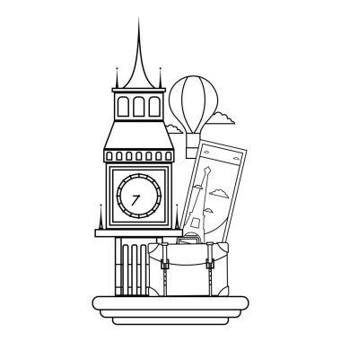 satır büyük ben Londra hava balon vektör çizim ile