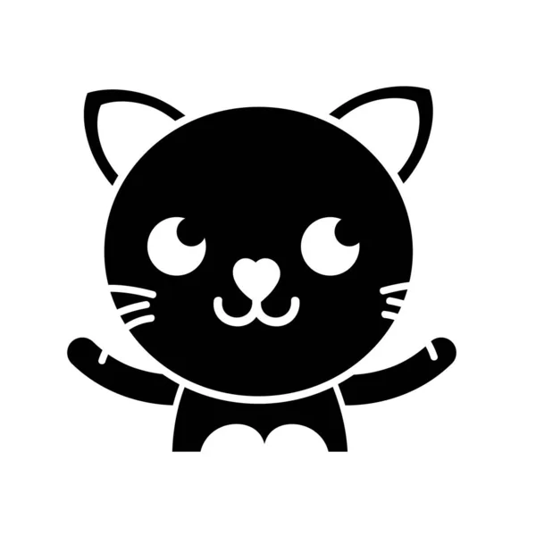 Silhueta Sorriso Gato Adorável Felino Animal Vetor Ilustração — Vetor de Stock