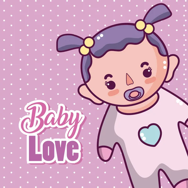 Baby Love Card Mit Niedlichen Cartoons Vektor Illustration Grafik Design — Stockvektor