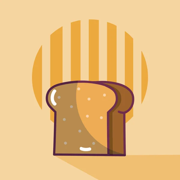 Pan Rodajas Deliciosa Comida Dibujos Animados Concepto Vector Ilustración Diseño — Archivo Imágenes Vectoriales