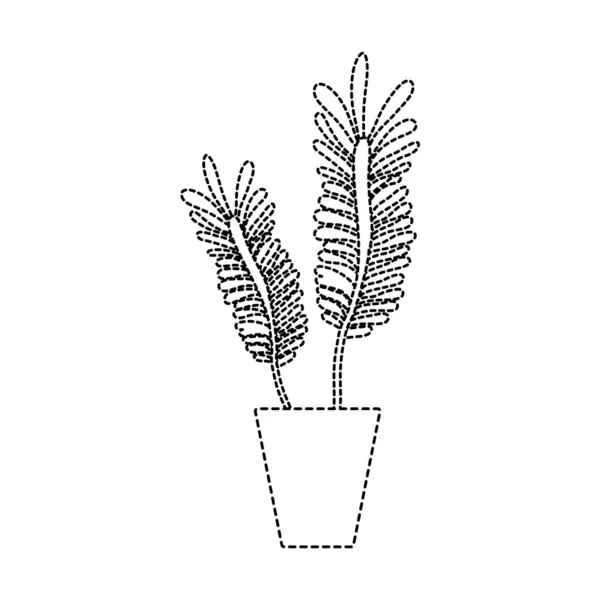 Διάστικτη Σχήμα Naturals Φυτά Μέσα Στο Δοχείο Φύλλα Εικονογράφηση Διάνυσμα — Διανυσματικό Αρχείο