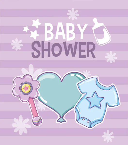 Baby Dusche Karte Vektor Illustration Grafik Design — Stockvektor