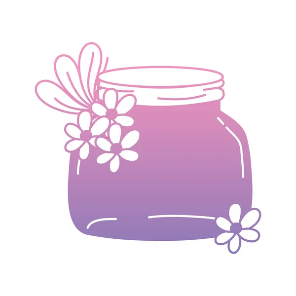 Kolor Szkła Małych Mason Sylwetka Kwiatów Liści Ilustracji Wektorowych — Wektor stockowy
