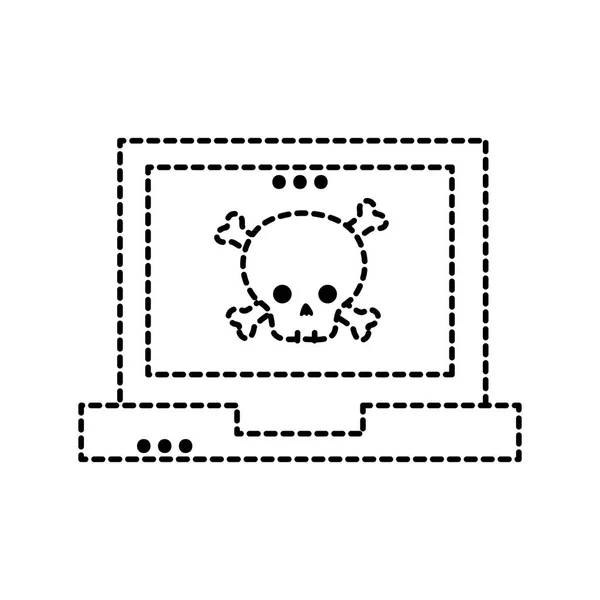 점선된 두개골 노트북 일러스트 — 스톡 벡터