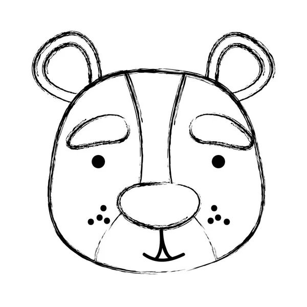 Grunge Smile Bear Head Wild Animal Vector Illustration — Stock Vector