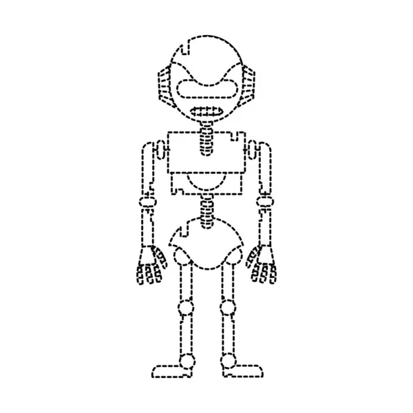 Dotted Shape Technology Robot Robotic Body Design Vector Illustration — Stock Vector