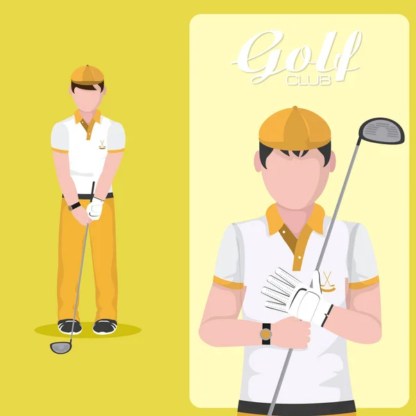 高尔夫球员个人资料在五颜六色的背景向量例证平面设计 — 图库矢量图片