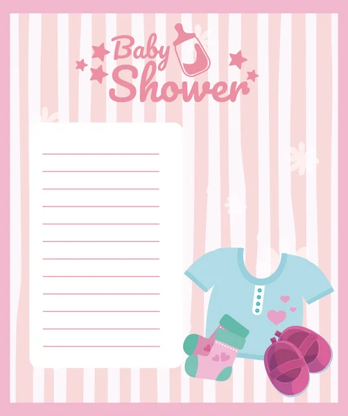 Baby Dusch Tomt Kort Med Söta Teckningar Vektor Illustration Grafisk — Stock vektor