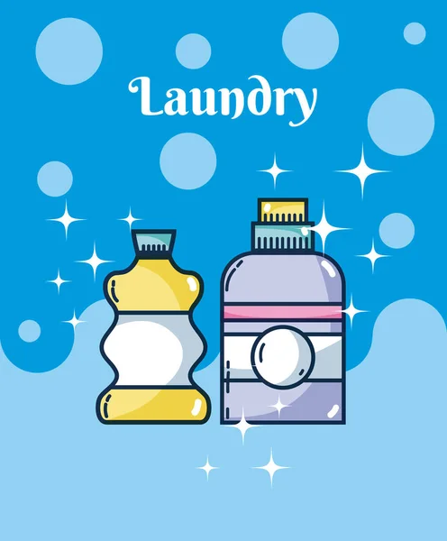 洗涤剂瓶洗衣概念在泡形背景向量例证设计 — 图库矢量图片