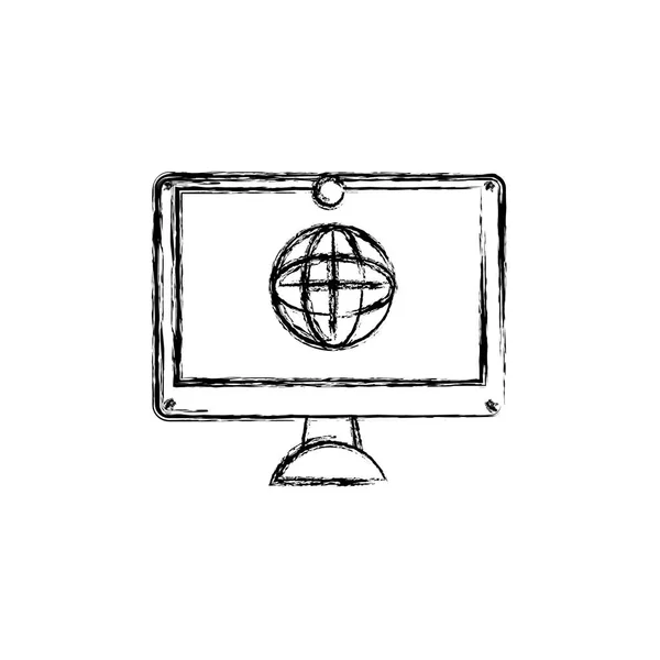 Obrázek Obrazovky Elektronické Zařízení Globální Conection Symbol Vektorové Ilustrace — Stockový vektor