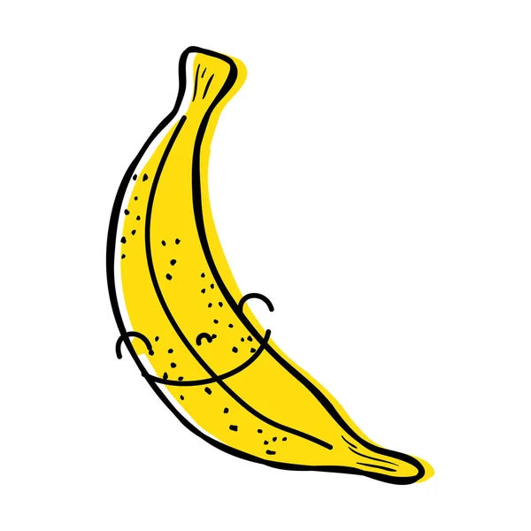 Couleur Mignon Banane Kawaii Heureux Fruit Vecteur Illustration — Image vectorielle