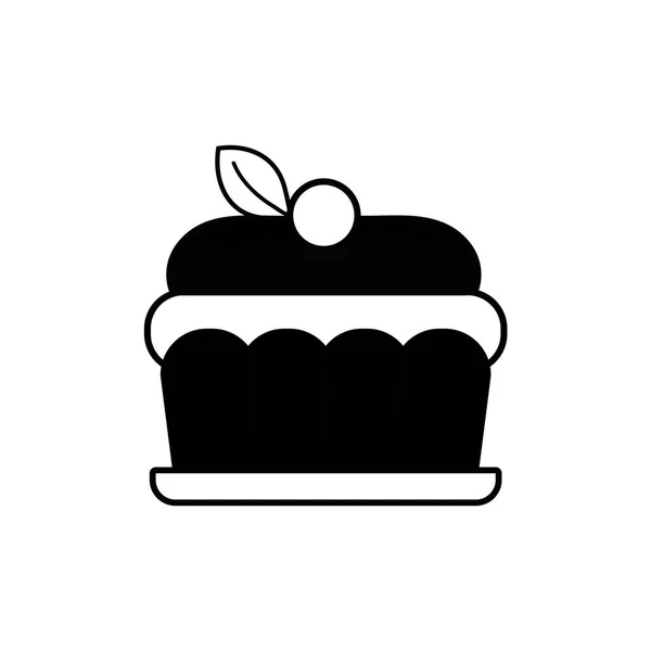 Контур Вкусный Торт Сладкий Десерт Пищевой Вектор Иллюстрация — стоковый вектор