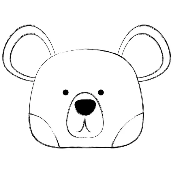 Гранж Милая Голова Медведя Дикие Животные Векторные Иллюстрации — стоковый вектор