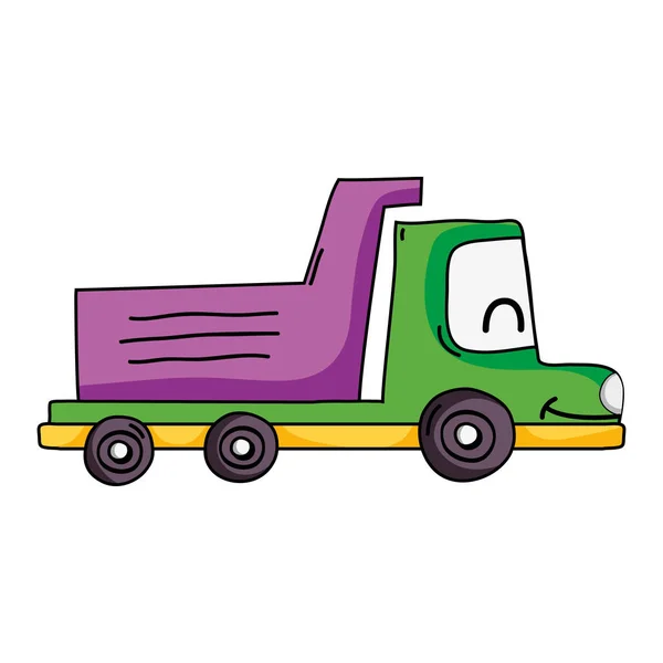 Kawaii Sorriso Dump Camion Industria Vettoriale Illustrazione — Vettoriale Stock