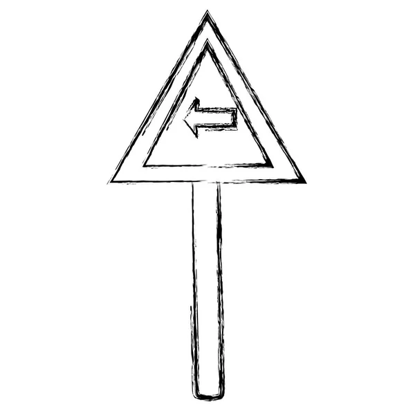Grunge Triangle Métal Avis Avec Tourner Gauche Signe Vectoriel Illustration — Image vectorielle