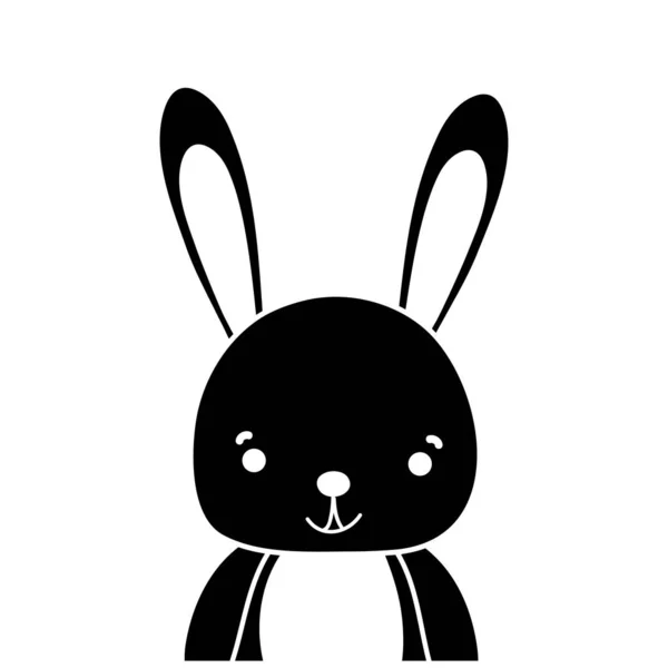 Silueta Adorable Feliz Conejo Animal Salvaje Vector Ilustración — Vector de stock
