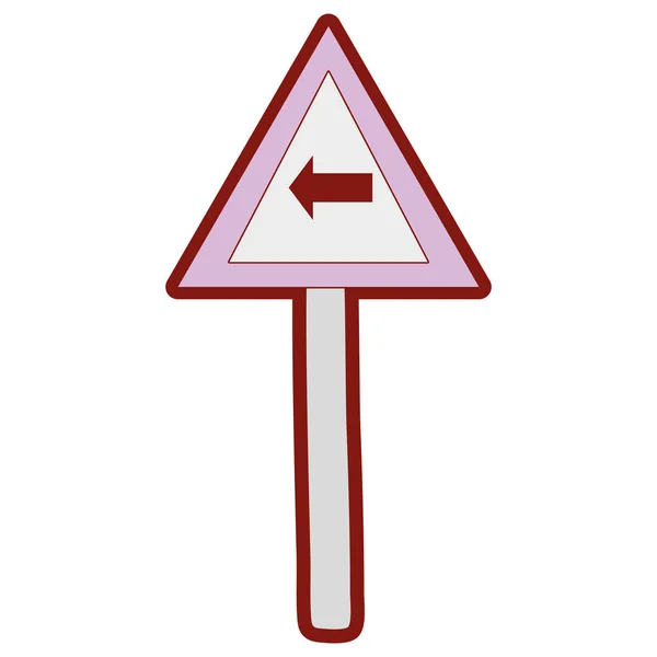 Linie Farbe Dreieck Metall Hinweis Mit Links Abbiegen Zeichen Vektor — Stockvektor