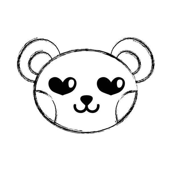 Figure Enamored Bear Head Cute Animal Vector Illustration — Stock Vector