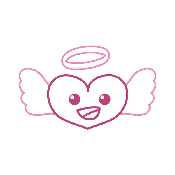 カラーライン ハッピー ハート天使可愛い漫画ベクトル図 — ストックベクタ