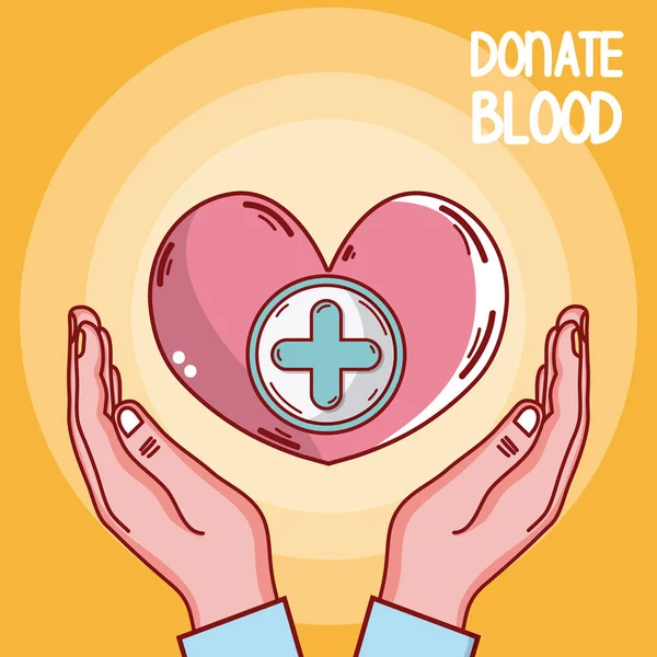 Пожертвовать Руки Крови Заботливый Сердце Вектор Иллюстрации Графический Дизайн — стоковый вектор