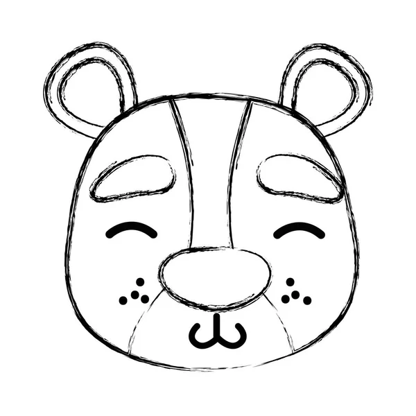 Гранж Застенчивый Медведь Голову Дикие Животные Векторные Иллюстрации — стоковый вектор