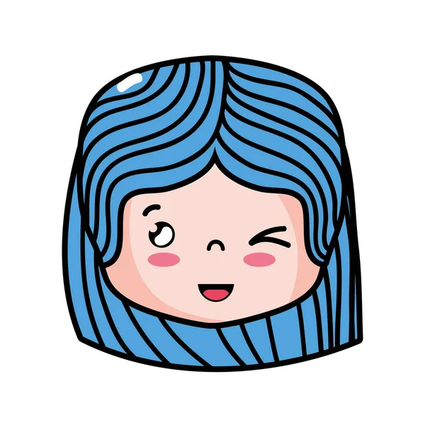 Girl Head Hairstyle Funny Face Vector Illustration — Stock Vector