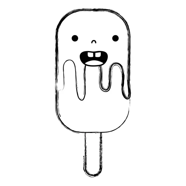 Figure Sourire Glace Lolly Kawaii Dessert Vecteur Illustration — Image vectorielle