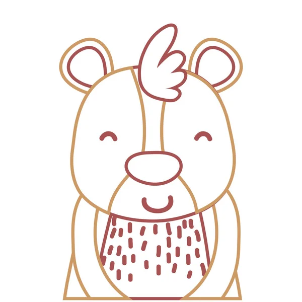 Цветная Линия Очаровательный Счастливый Медведь Диких Животных Векторные Иллюстрации — стоковый вектор