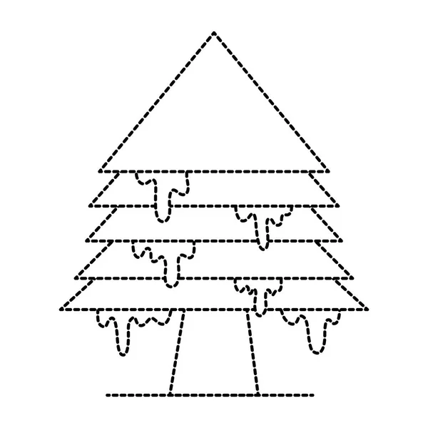 Forma Punteggiata Allegro Albero Pino Natale Con Ghiaccio Vettoriale Illustrazione — Vettoriale Stock