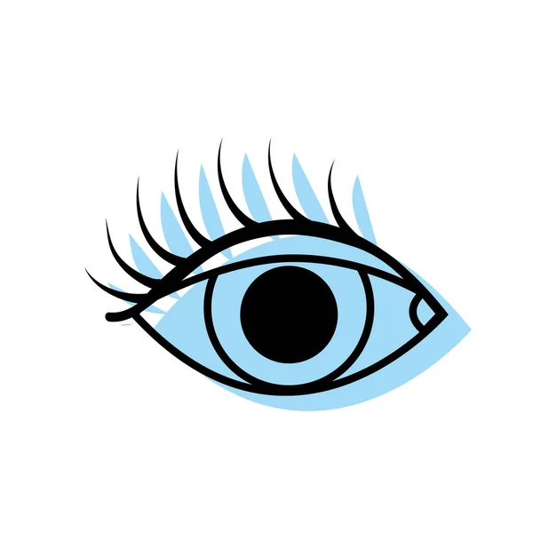 Oeil Vision Couleur Avec Illustration Vectorielle Conception Style Cils — Image vectorielle