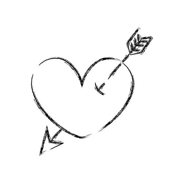 Figur Hjärtsymbol För Kärlek Med Pilformat Inuti Vektorillustration — Stock vektor