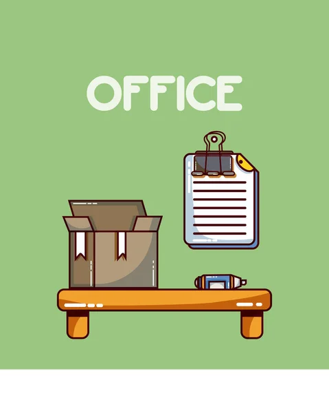 Oficina Lugar Trabajo Interior Con Elementos Vector Ilustración Diseño Gráfico — Vector de stock