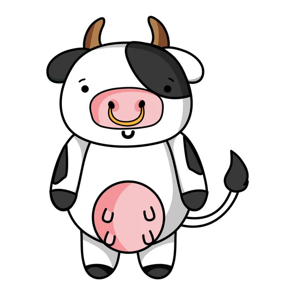 Illustration Vectorielle Animale Sauvage Vache Mignonne Heureuse — Image vectorielle