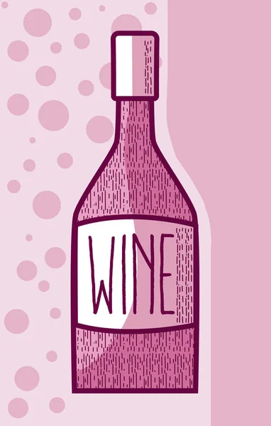 Botella Vino Doodle Vector Ilustración Diseño Gráfico — Vector de stock
