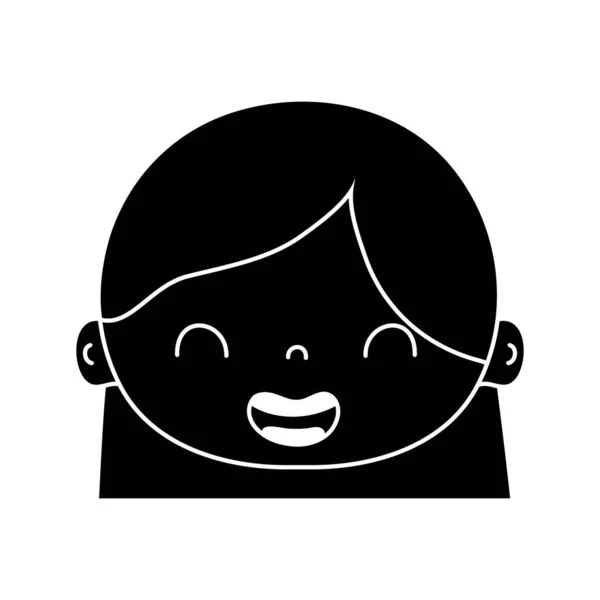 Contour Smile Avatar Girl Head Hairstyle Vector Illustration — Stock Vector