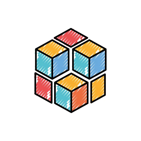 Кубічна Форма Геометричної Абстрактної Теми Ізольований Дизайн Векторні Ілюстрації — стоковий вектор