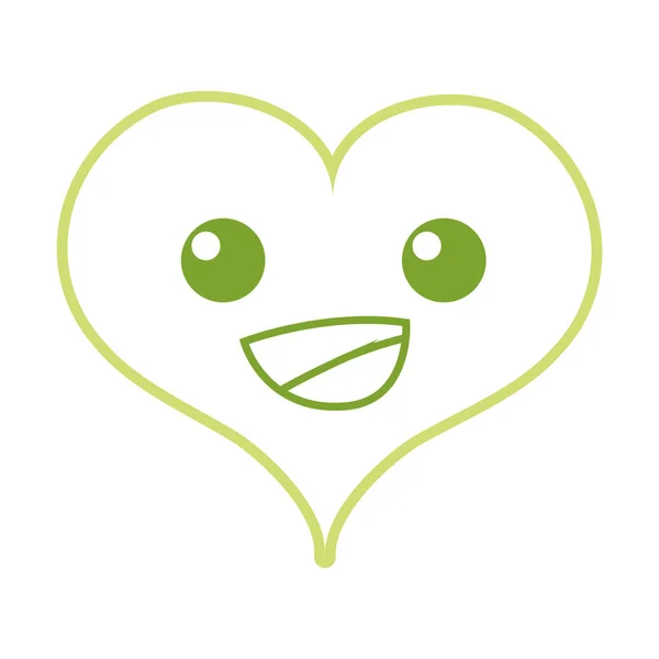 Cor Linha Feliz Coração Paixão Kawaii Personagem Vetor Ilustração —  Vetores de Stock