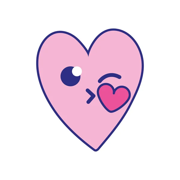 Πλήρες Χρώμα Χαριτωμένο Καρδιά Φιλί Kawaii Καρτούν Εικονογράφηση Φορέα — Διανυσματικό Αρχείο