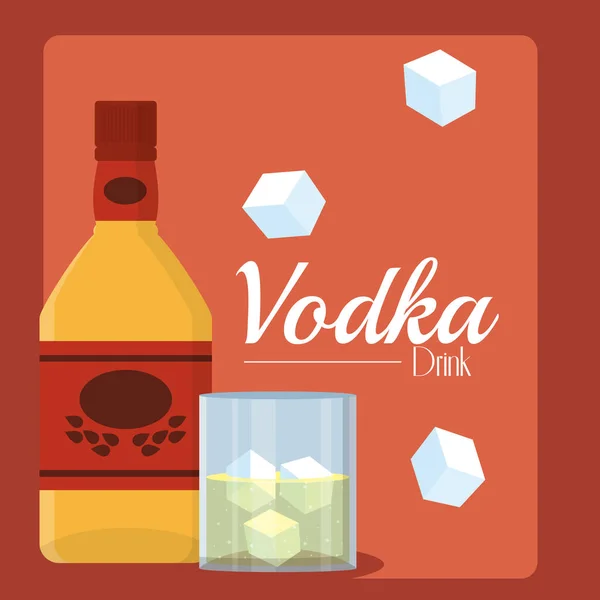 Vodka Bottle Glass Cup Vector Illustration Graphic Design — Stock Vector