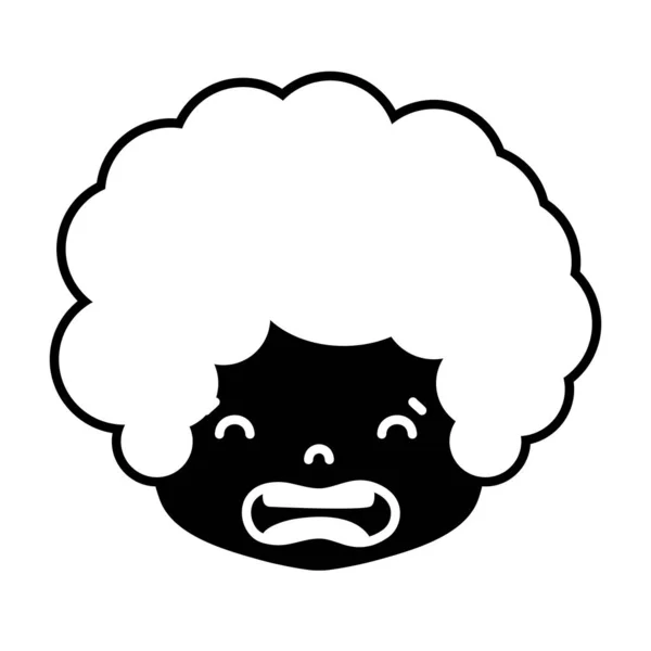 Contour Boy Head Curly Hair Disgusted Face Vector Illustration — Stock Vector