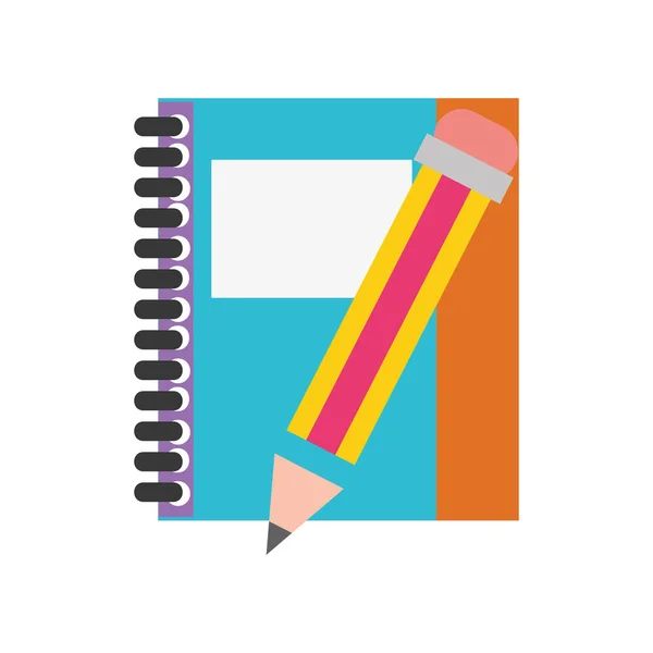 Caderno Colorido Lápis Objeto Escola Educação Vetor Ilustração — Vetor de Stock