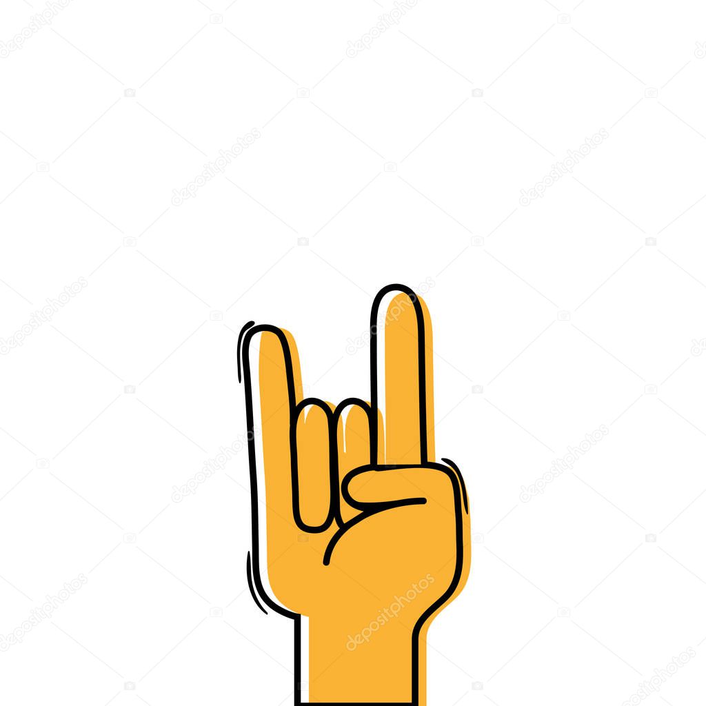color hand with rock gesture symbol communication vector illustration