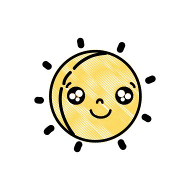 rendelenmiş mutlu güneş doğal hava kawaii vektör çizim